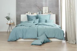 Bettwäsche Renforcé grau-grün