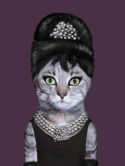 Glasbild AUDREY HEPBURN KATZE