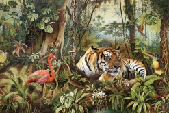 Glasbild FLAMINGO TRIFFT TIGER