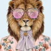 Glasbild LION WITH GLASSES I