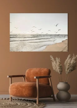 Glasbild MÖWEN ÜBER DEM MEER