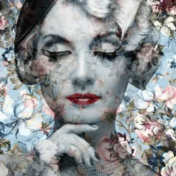 Glasbild PASTELLBLÜTEN DAME